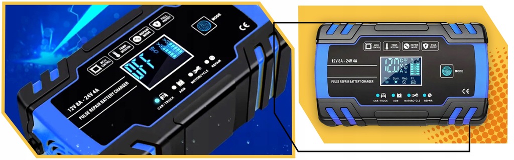 Prostownik AUTOMATYCZNY SAMOCHODOWY FUNKCJA NAPRAWY DO AKUMULATORÓW 12V 24V EAN (GTIN) 5906700045868